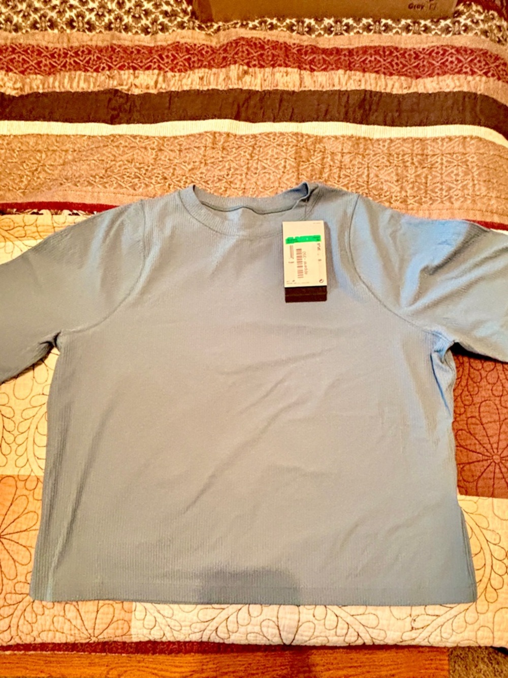 Nike Zenvy Light Blue Ribbed Cropped Short Sleeve Crewneck Tee - NWT